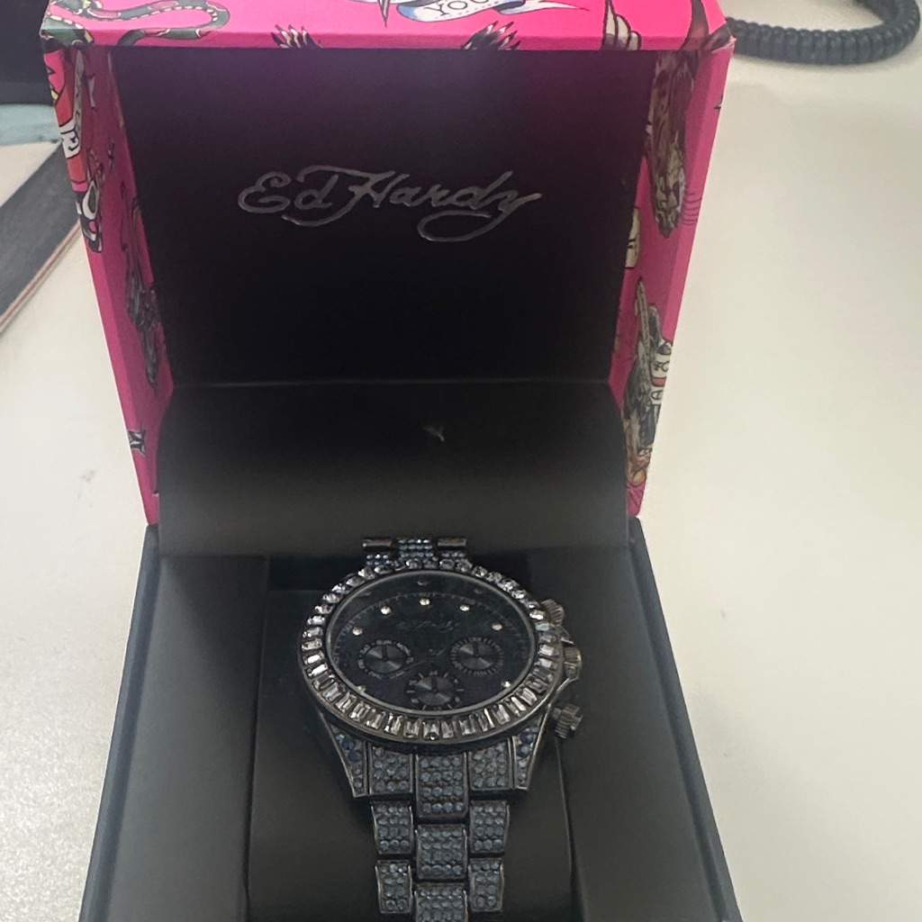 Ed Hardy Navy And Silver Chronograph Brand New